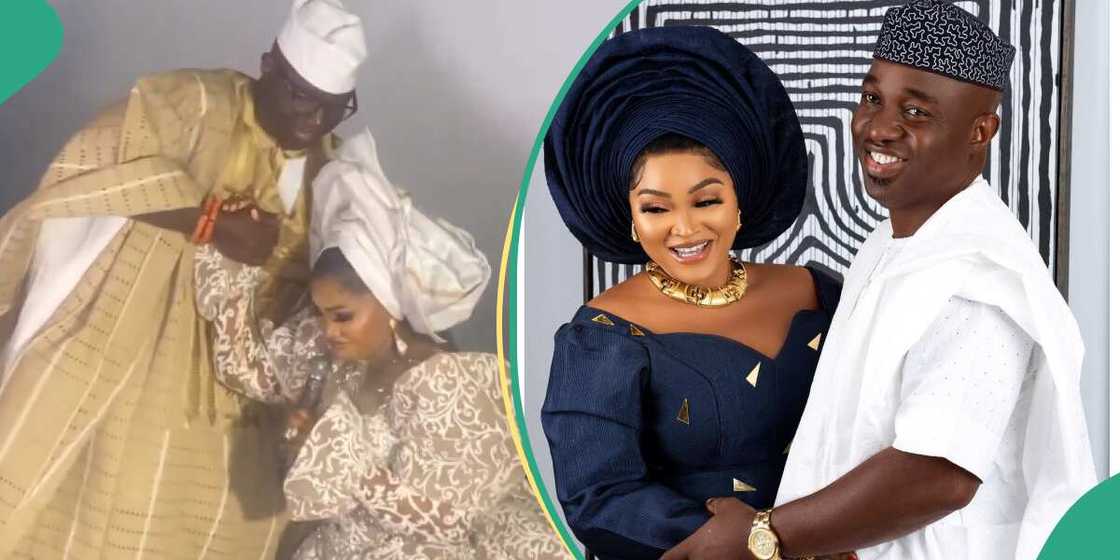 Mercy Aigbe kneels to appreciate husband Mercy Aigbe kneels to appreciate husband