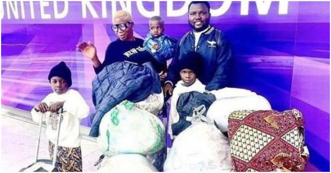 Nigerian man, relocates to UK, three kids, wife, many luggage Nigerian man, relocates to UK, three kids, wife, many luggage