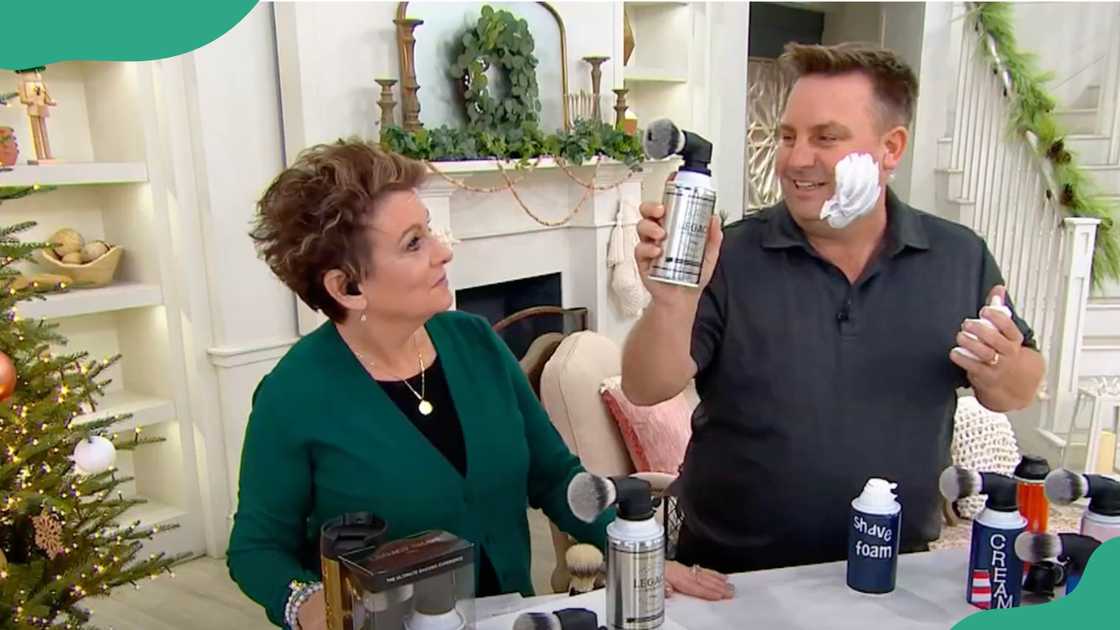The Legacy Shave founder demonstrating his brush live on QVC.