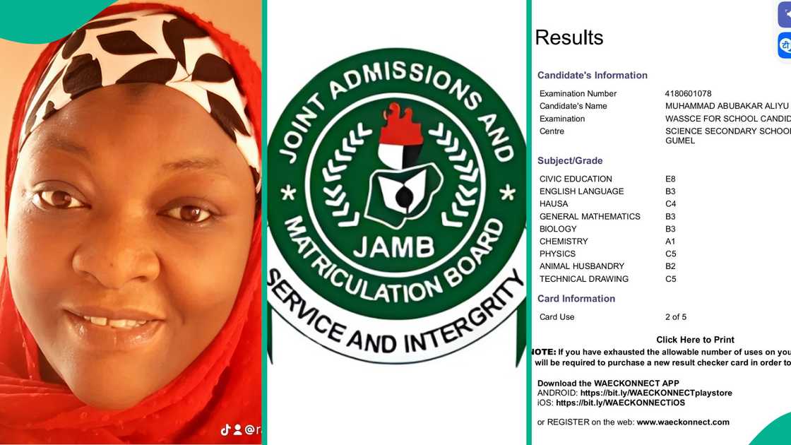 A Nigerian woman has proudly displayed her son's UTME and WAEC results, but his chemistry score raised concerns