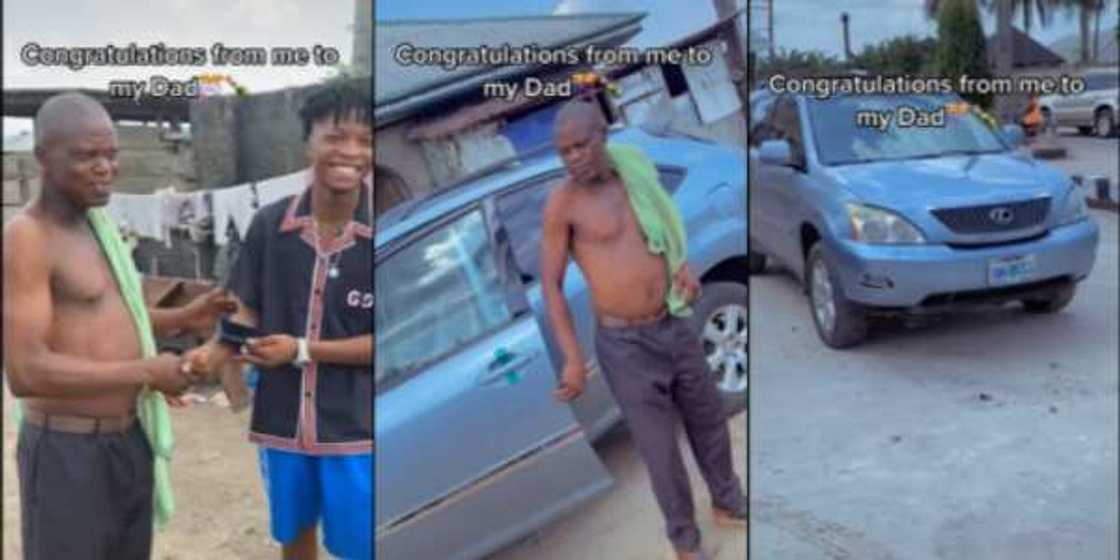 Young Nigerian Man Makes His Dad Happy, Surprises Him with a New Car Young Nigerian Man Makes His Dad Happy, Surprises Him with a New Car