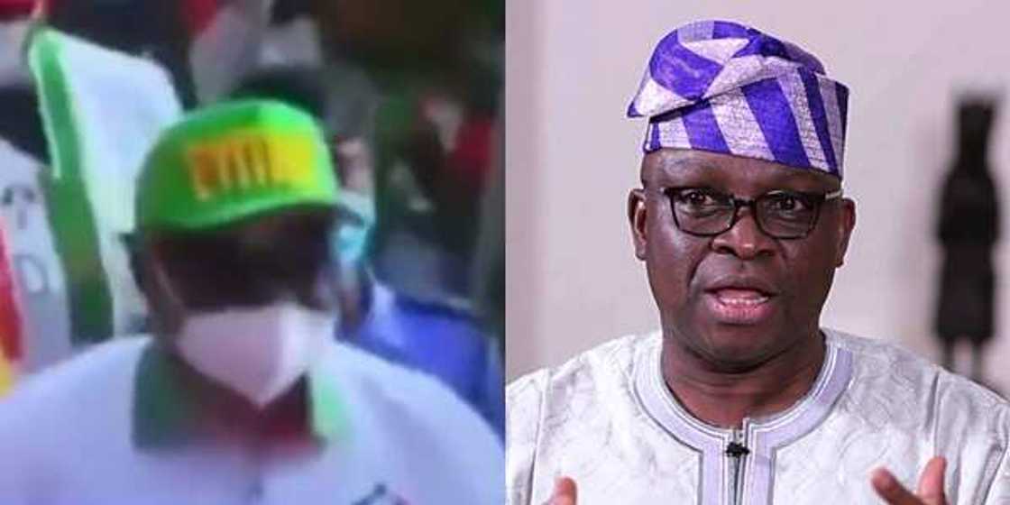 Ayo Fayose: Ex-governor cries out as thugs remove his cap during PDP rally Ayo Fayose: Ex-governor cries out as thugs remove his cap during PDP rally