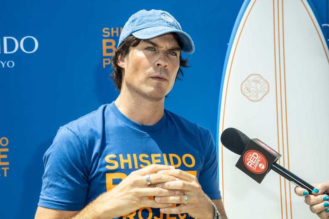 Ian Somerhalder speaks during a beach clean-up with the Shiseido Blue Project and WSL PURE during the US Open of Surfing in Huntington Beach Ian Somerhalder speaks during a beach clean-up with the Shiseido Blue Project and WSL PURE during the US Open of Surfing in Huntington Beach
