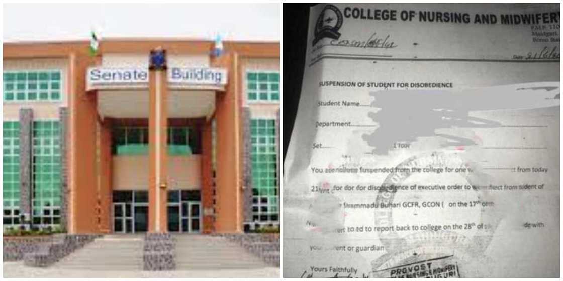 Nigerians react as college suspends student for failing to welcome Buhari during visit