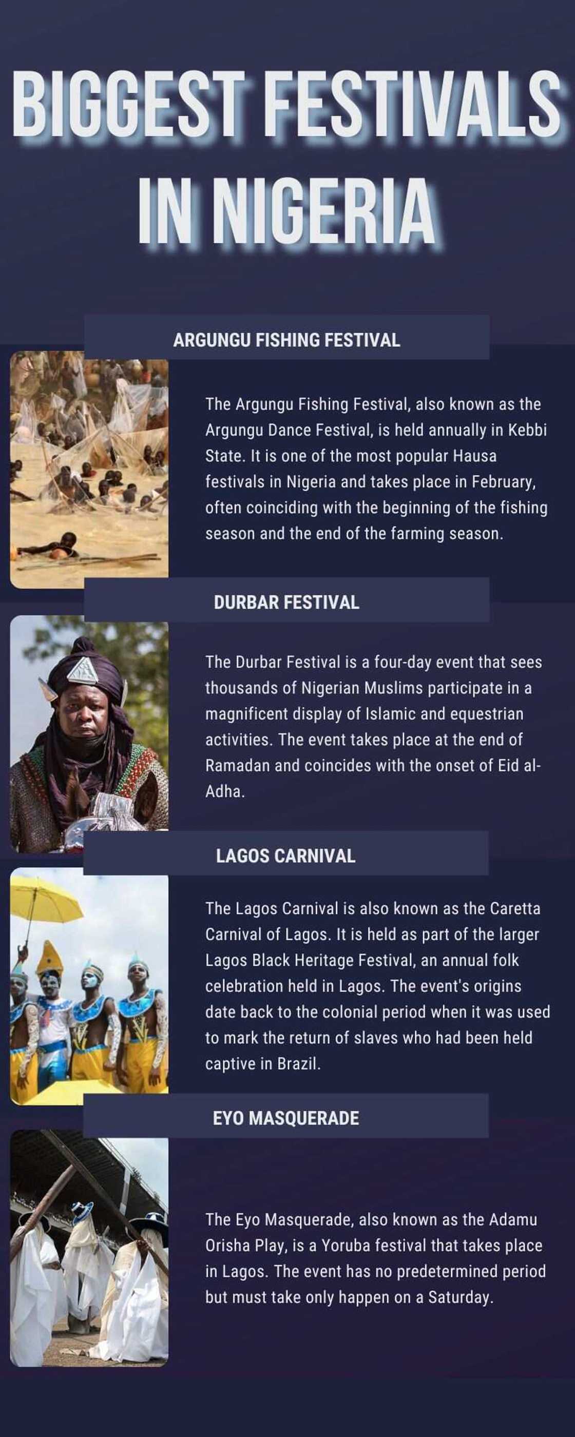 Biggest festivals in Nigeria, their locations and cultural importance Biggest festivals in Nigeria, their locations and cultural importance