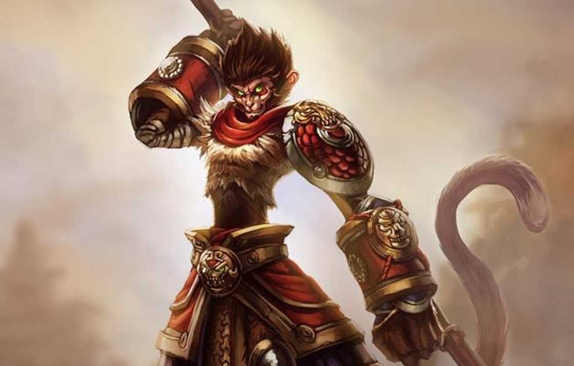 Wukong is holding a sword at the back Wukong is holding a sword at the back