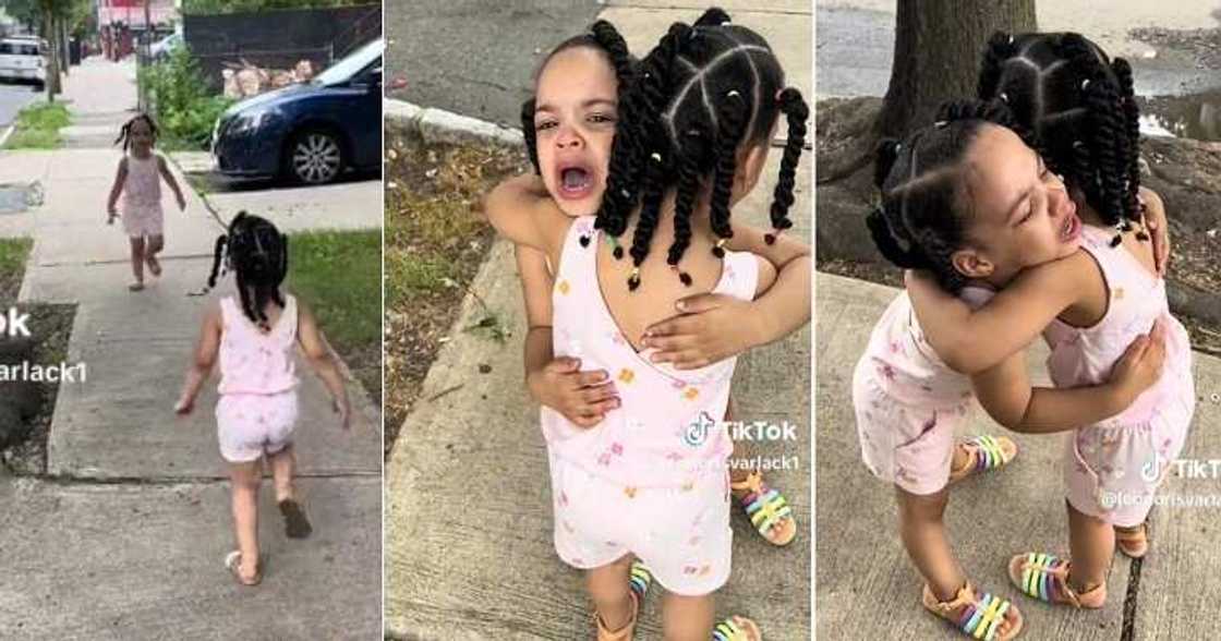 Twin girls reunite in emotional video Twin girls reunite in emotional video