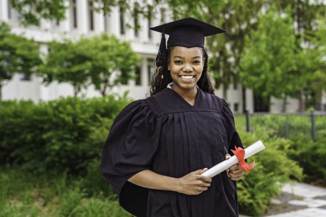 A university graduates at graduation ceremony