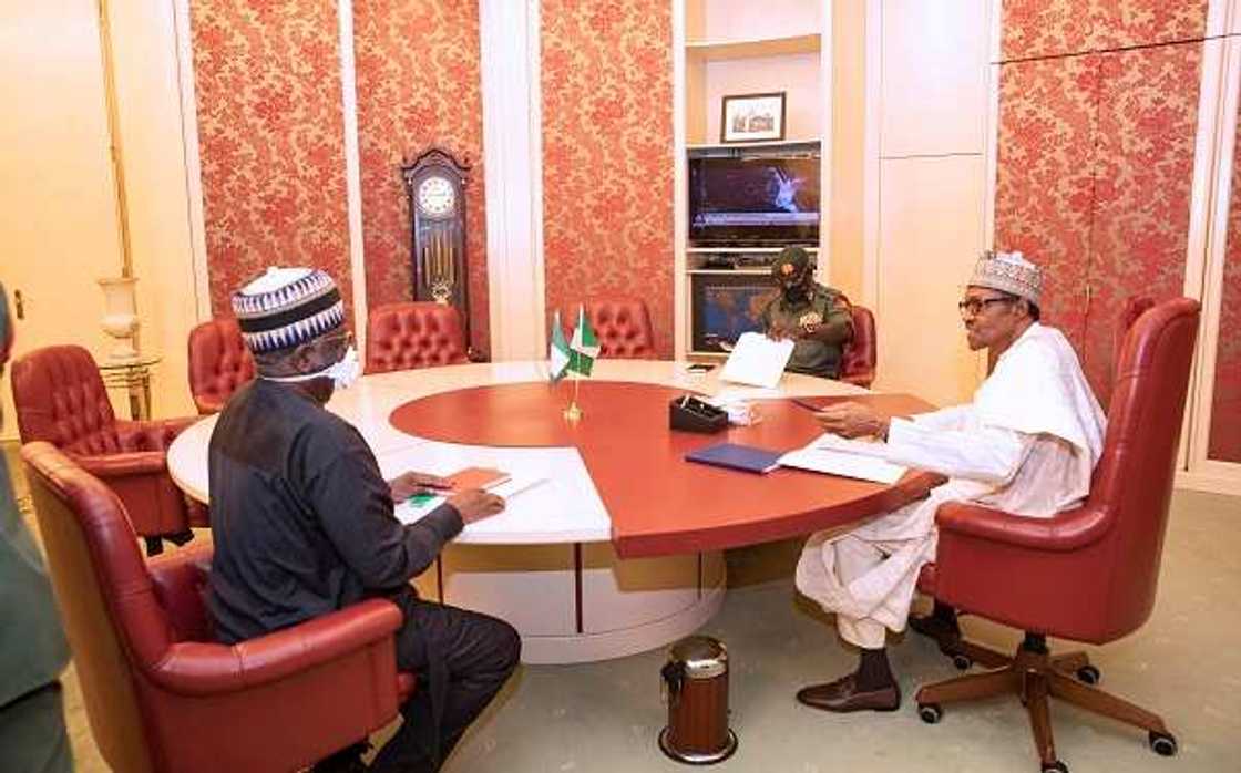 President Buhari holds security meeting with Buratai President Buhari holds security meeting with Buratai