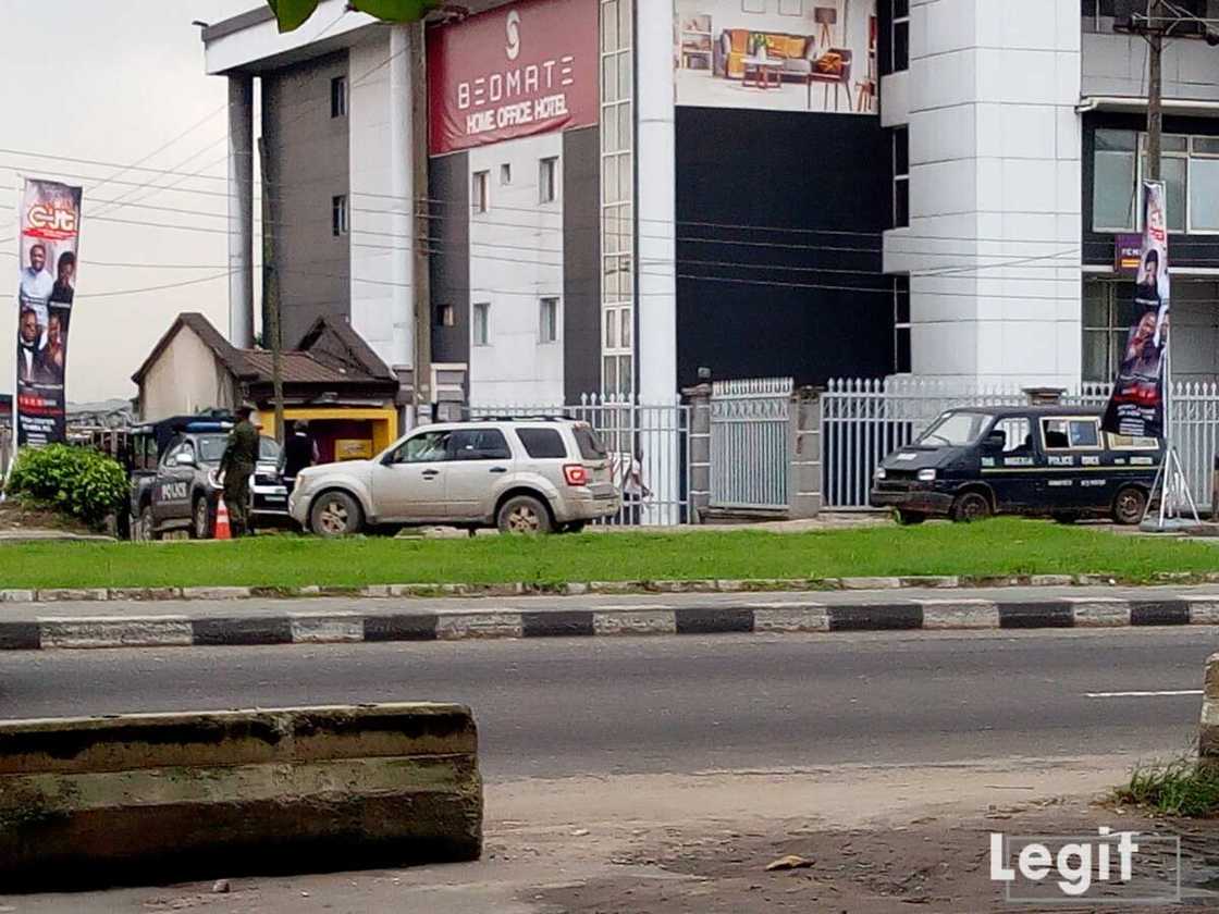 HAPPENING NOW: Heavy police presence at Lagos Coza church in anticipation of protest march against Fatoyinbo