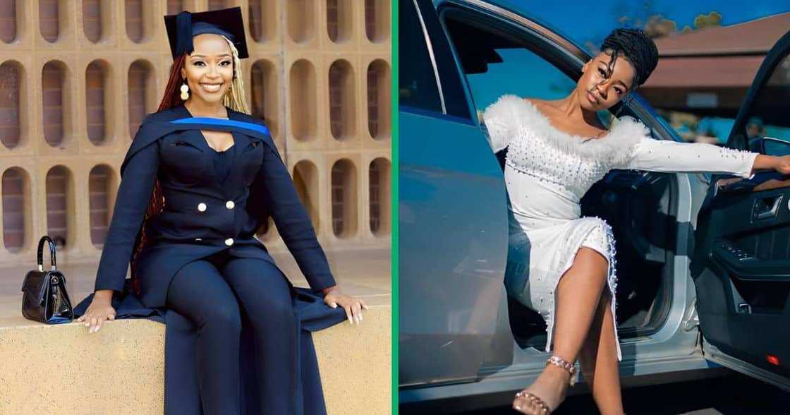 A young woman celebrates her graduation A young woman celebrates her graduation