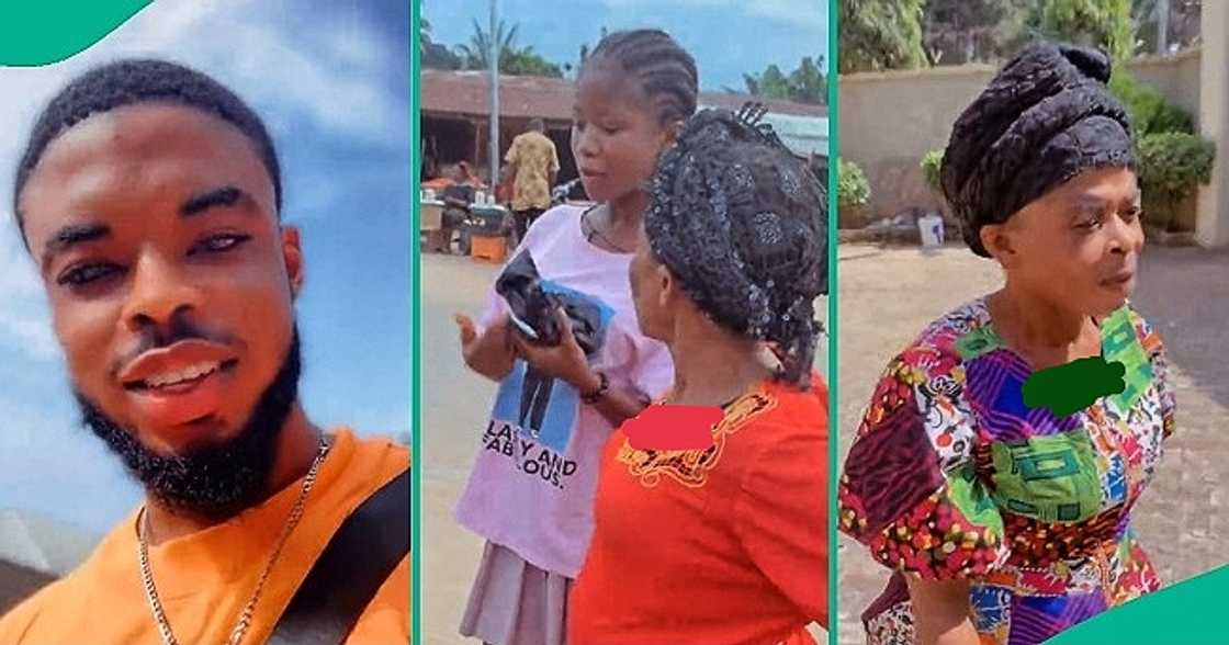 Nigerian mum reacts as son tries to woo lady in her presence Nigerian mum reacts as son tries to woo lady in her presence