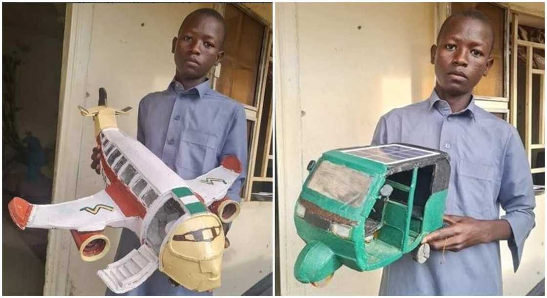 Sadiq Mala, a Nigerian boy from IDP camp who has ability to construct replicas.