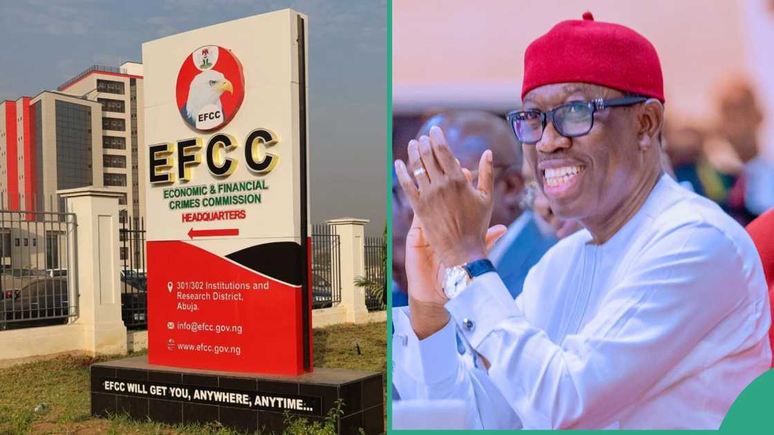 EFCC probes Delta AG over alleged N1.3 trillion fraud linked to ex-governor of the state, Ifeanyi Okowa's government. EFCC probes Delta AG over alleged N1.3 trillion fraud linked to ex-governor of the state, Ifeanyi Okowa's government.