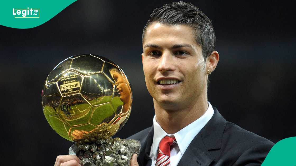 Cristiano Ronaldo, Ballon d'Or, 2008, Old Trafford, England. Cristiano Ronaldo, Ballon d'Or, 2008, Old Trafford, England.