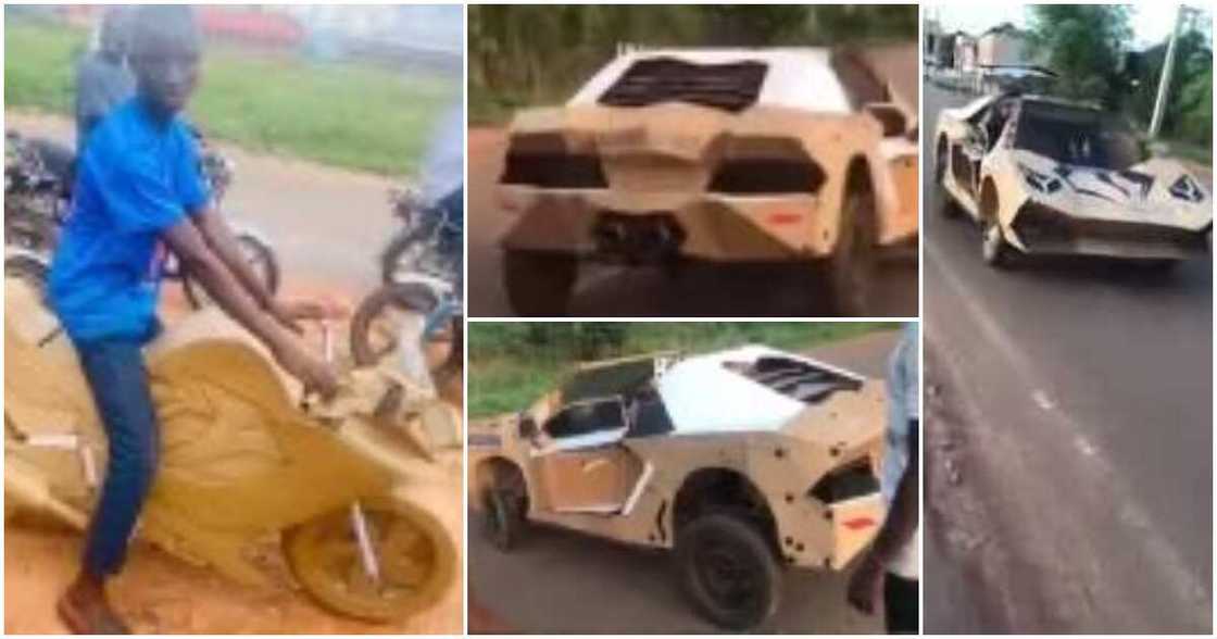 Talented Nigerian boy, sports car using cartons, Auchi, Edo, drives it Talented Nigerian boy, sports car using cartons, Auchi, Edo, drives it