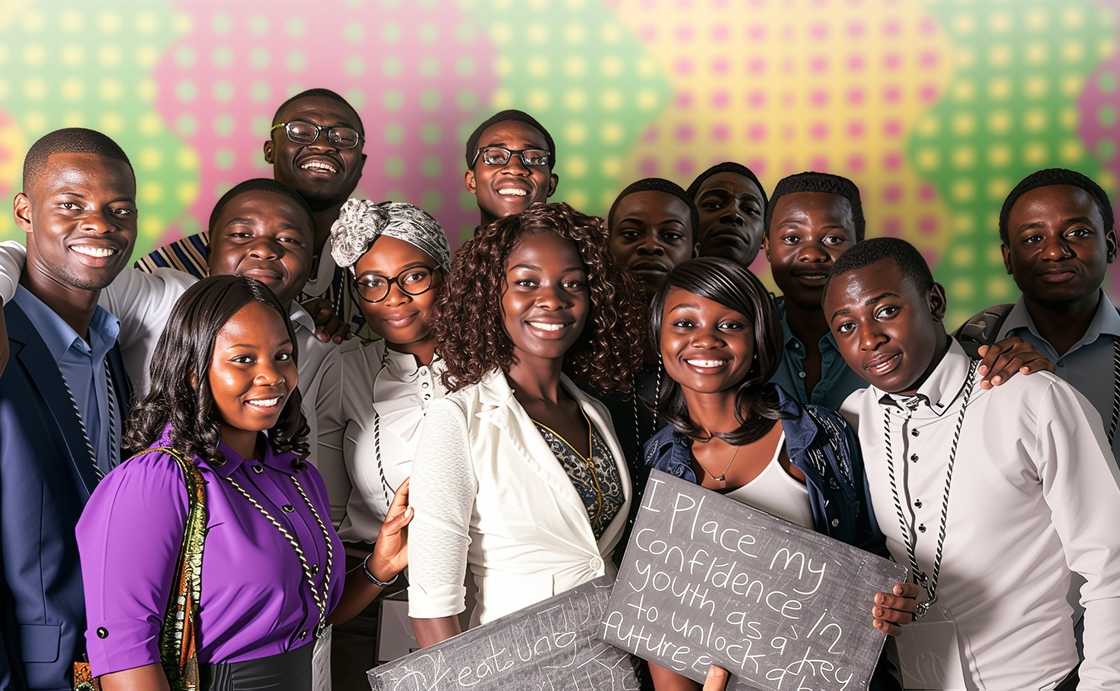 Mastercard Foundation participants pose for a photo during Africa Youth Day
