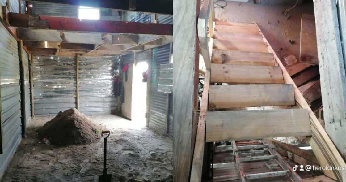 Man shows inside of two-storey shack on TikTok Man shows inside of two-storey shack on TikTok