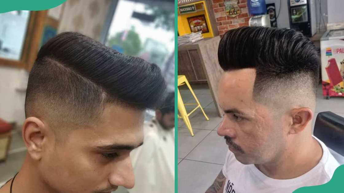 High fade with pompadour