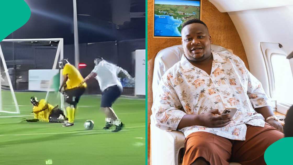 Cubana Chiefpriest scores during football game Cubana Chiefpriest scores during football game
