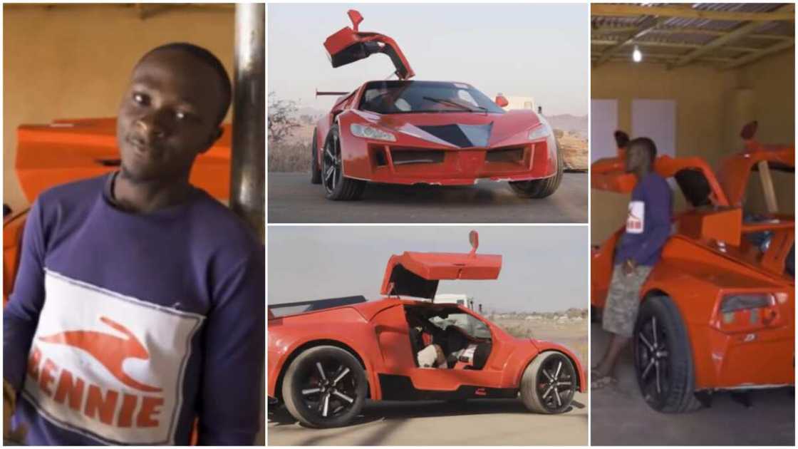 Young Nigerian man who built fine sports car says he once sold his phone to survive