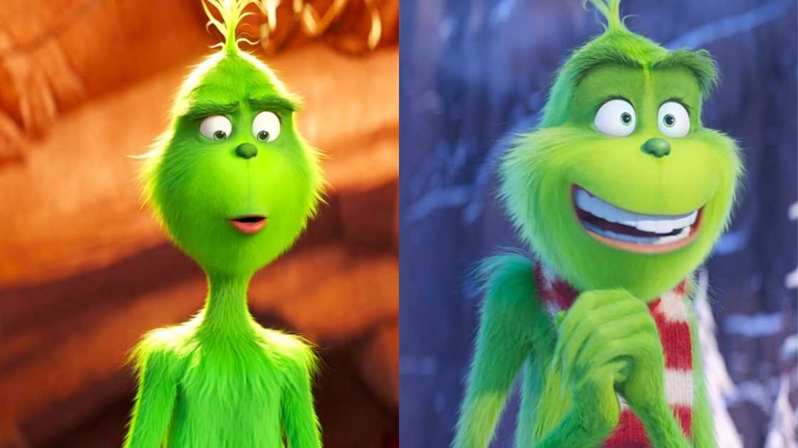 The Grinch whistling and grinning