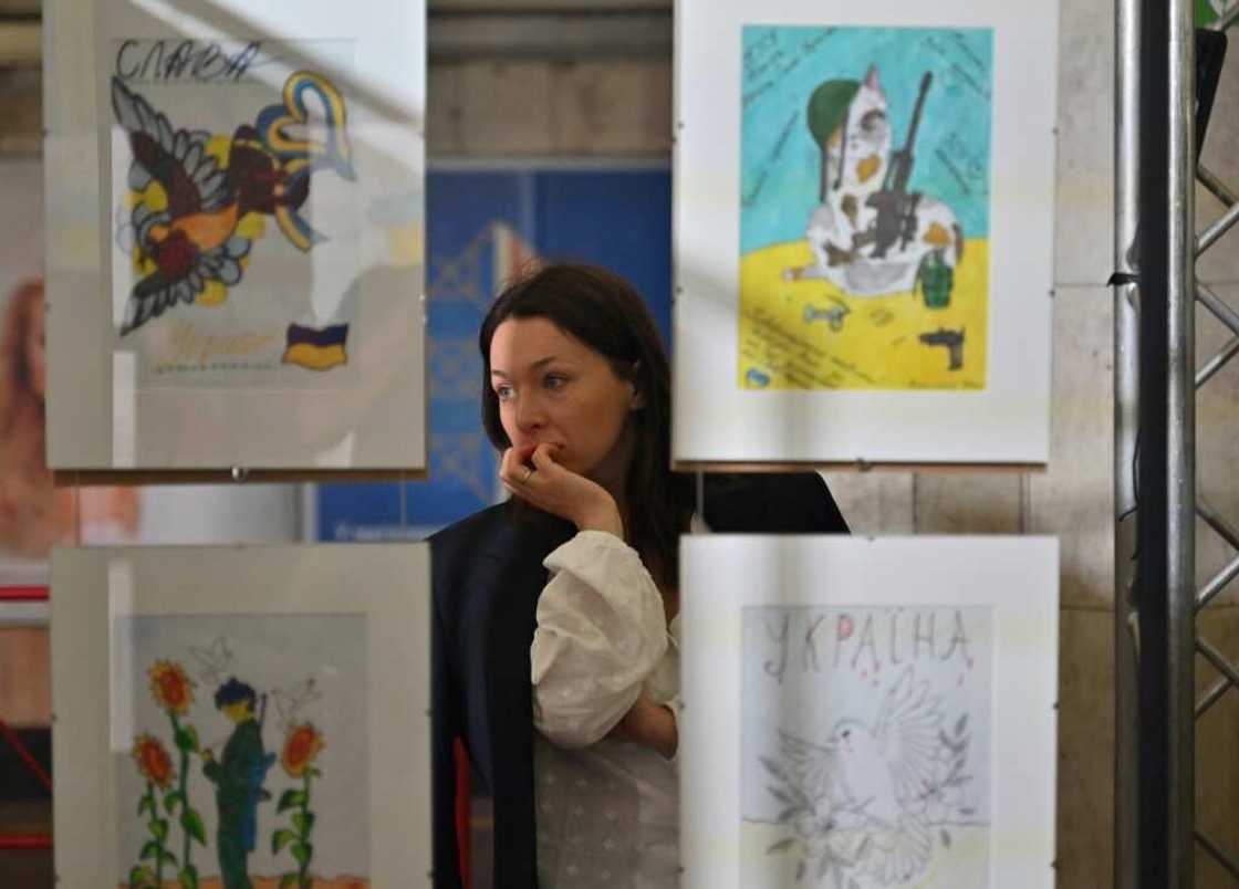 The exhibition opened on Friday in a Kyiv bomb shelter The exhibition opened on Friday in a Kyiv bomb shelter