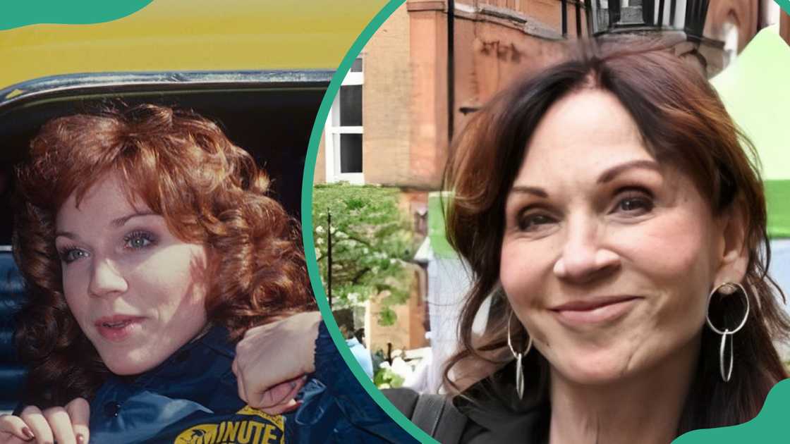 Marilu Henner in a taxi (L). The actress in a black outfit at St Paul's Church (R) Marilu Henner in a taxi (L). The actress in a black outfit at St Paul's Church (R)