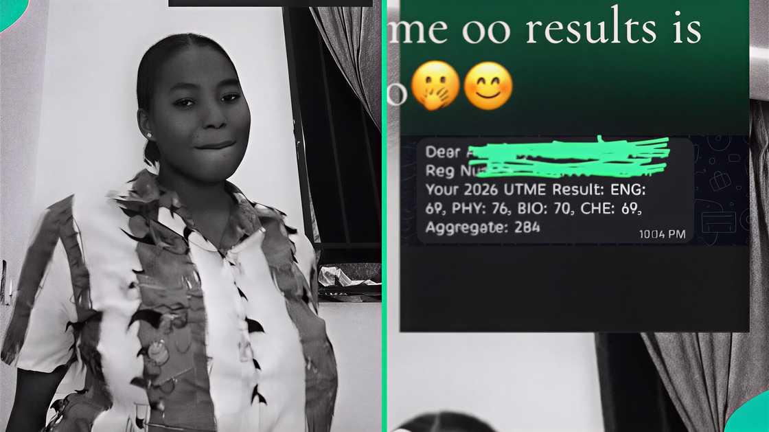 A 2026 UTME science candidate dances after seeing her examination result.