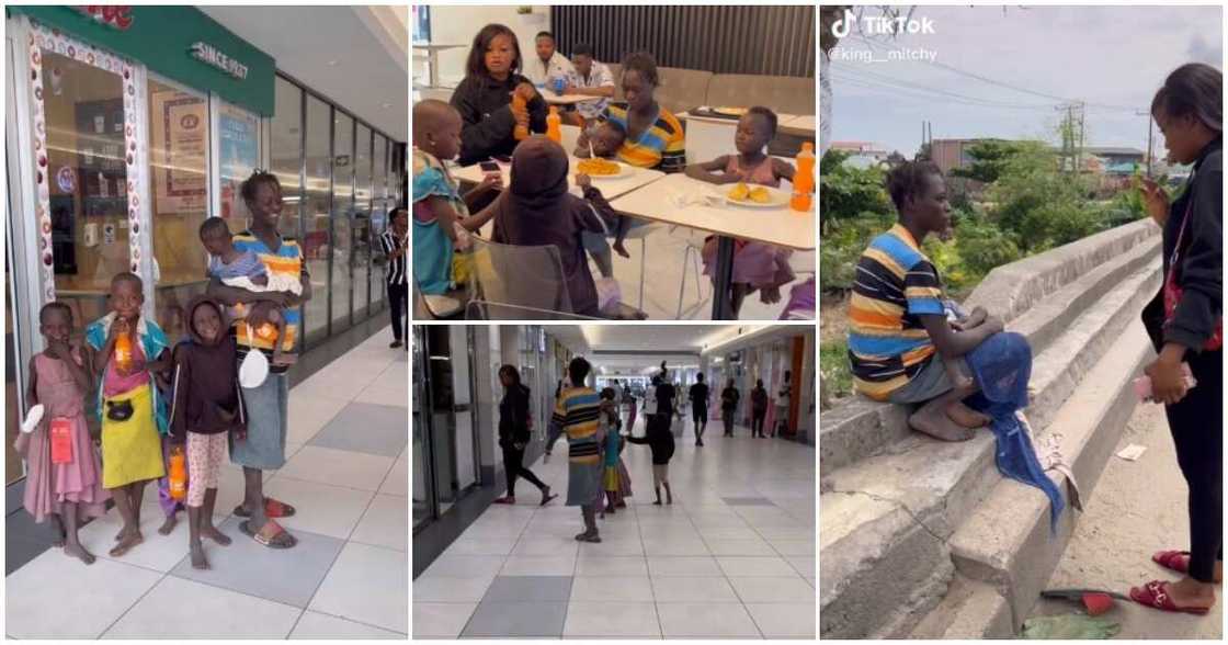 Nigerian lady, beggar with kids, food outing, kindness stories, lady takes beggar and kids on an outing Nigerian lady, beggar with kids, food outing, kindness stories, lady takes beggar and kids on an outing