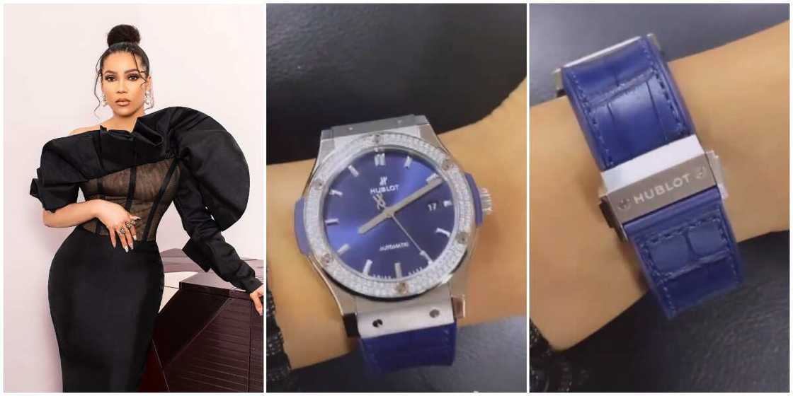 Maria displays Hublot wristwatch