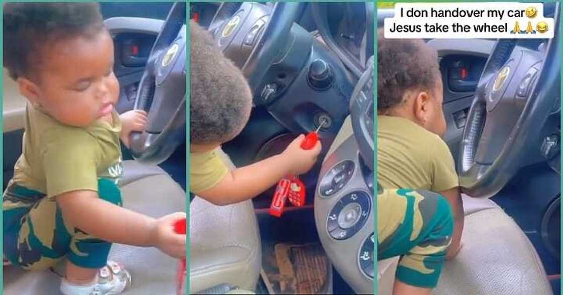 Little girl seen trying to turn on mum's car Little girl seen trying to turn on mum's car