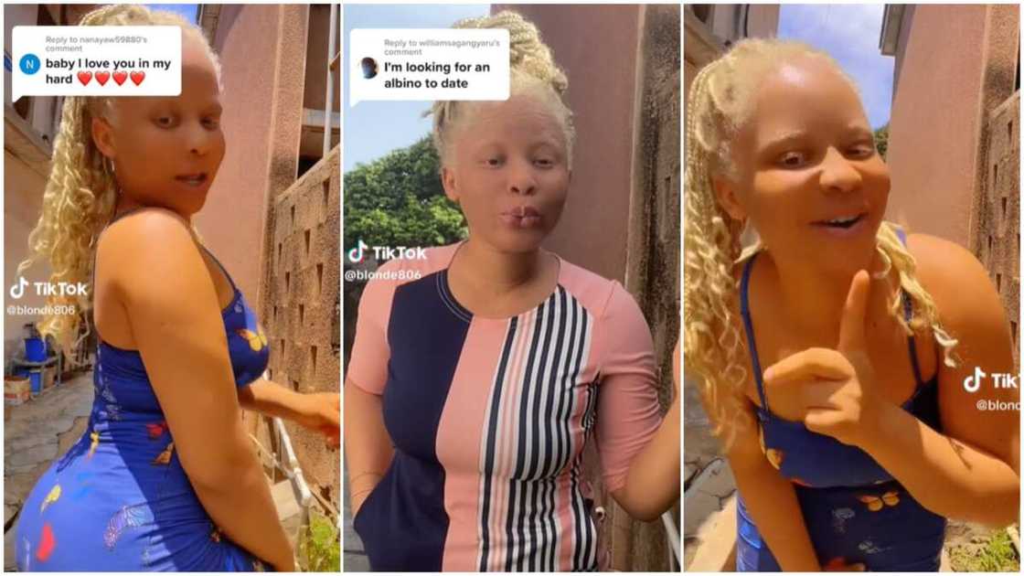 Beautiful albino lady/Lady got men's attention. Beautiful albino lady/Lady got men's attention.