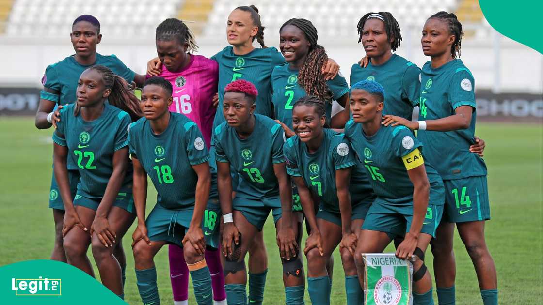 Nigeria Super Falcons team pose for photo at the 2024 Women's AFrica Cup of Nations in Morocco. Photo by CAF Nigeria Super Falcons team pose for photo at the 2024 Women's AFrica Cup of Nations in Morocco. Photo by CAF