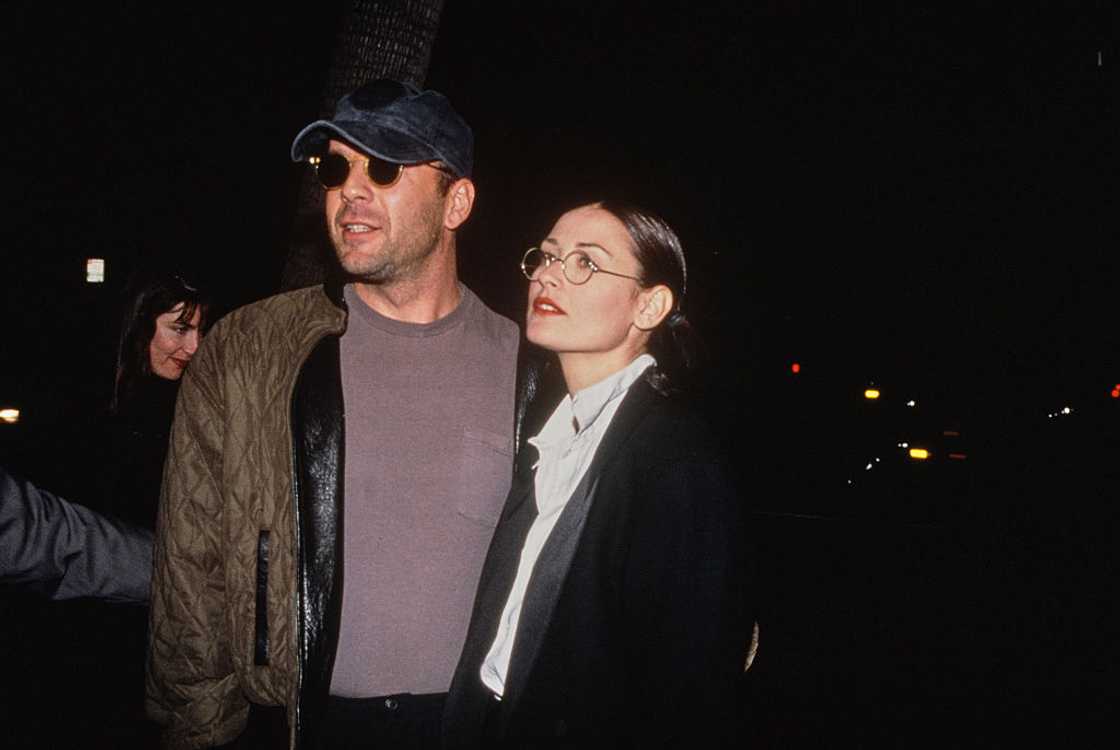 Bruce Willis and Demi Moore in Beverly Hills, California. Bruce Willis and Demi Moore in Beverly Hills, California.