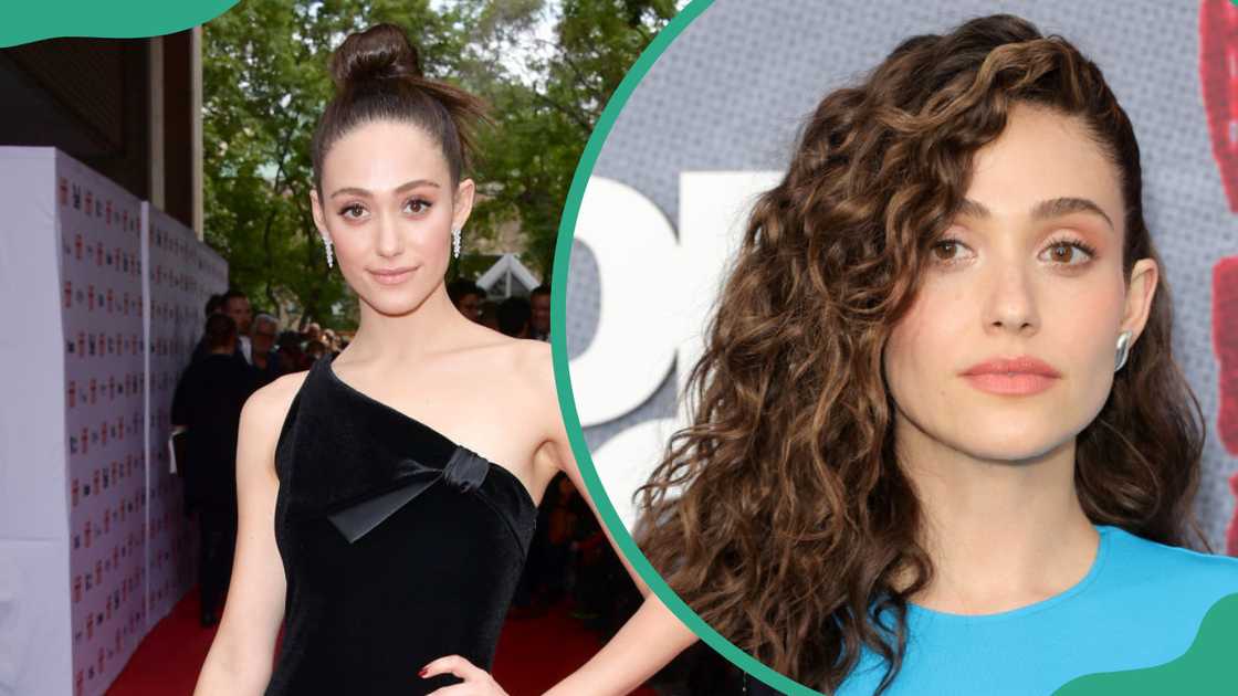 Emmy Rossum at Ryerson Theatre in Toronto, Canada (L) and at the Museum of Modern Art in New York City (R)