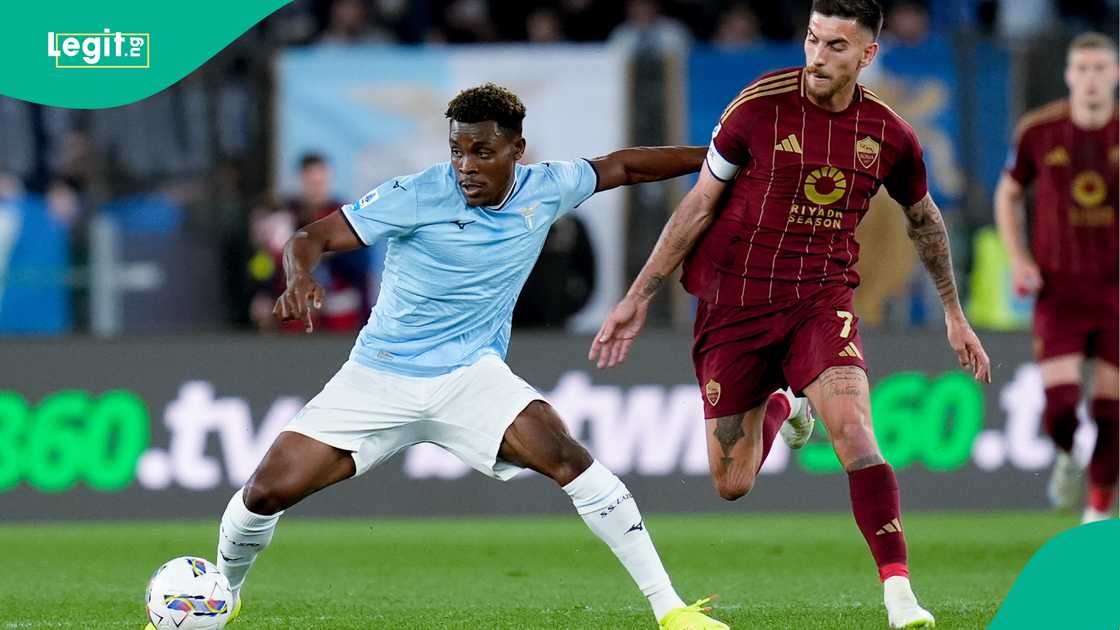 Fisayo Dele-Bashiru, Lorenzo Pellegrini, SS Lazio, AS Roma, Stadio Olimpico, Rome, Italy, Serie A. Fisayo Dele-Bashiru, Lorenzo Pellegrini, SS Lazio, AS Roma, Stadio Olimpico, Rome, Italy, Serie A.
