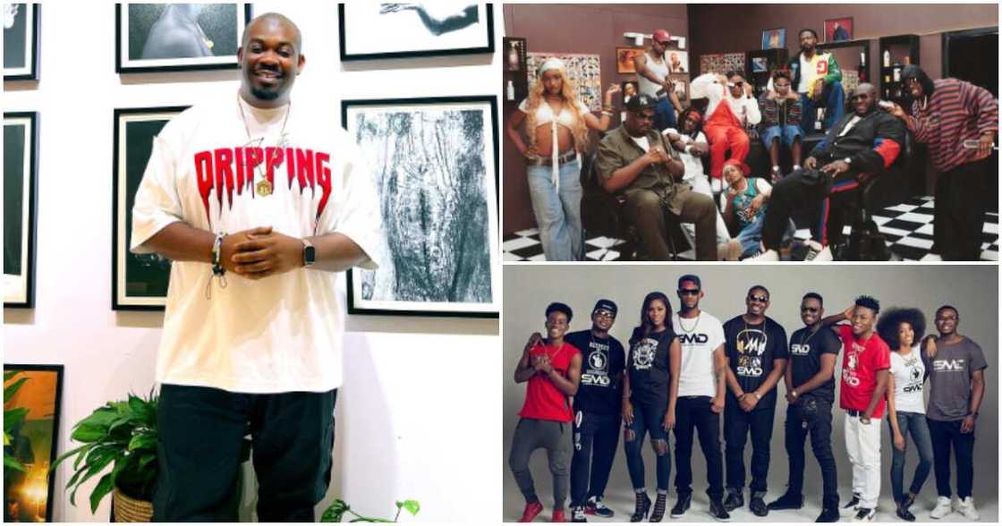Nigerian producer Don Jazzy and crew members Nigerian producer Don Jazzy and crew members
