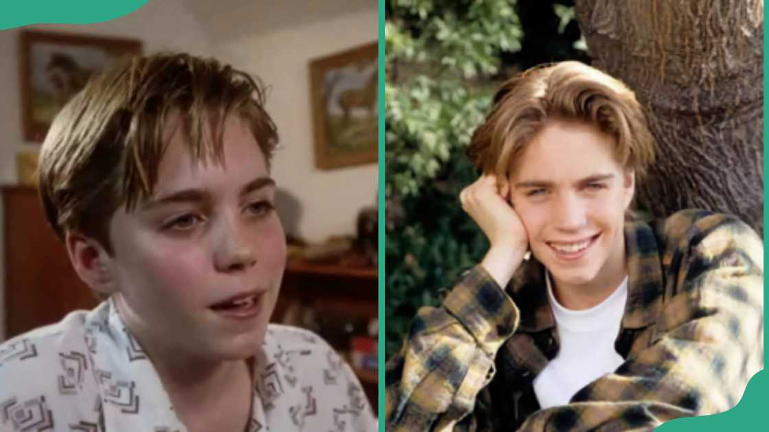 Jonathan Brandis as Young Bill Denbrough (L). Jonathan Brandis posing with one hand (R). Jonathan Brandis as Young Bill Denbrough (L). Jonathan Brandis posing with one hand (R).