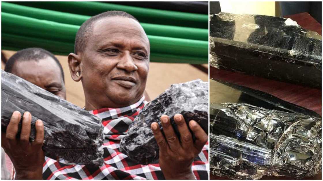 A collage showing the man and the precious stones. Photos sources: BBC/Reuters