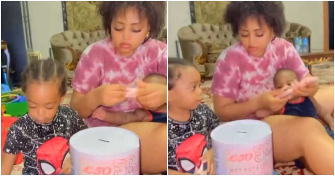 Actress Regina Daniels and her sons