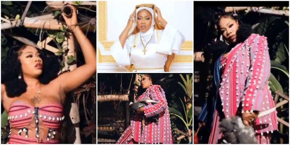 Toyin Lawani Uses Cowries in New Video As She Reacts To Criticisms for Rocking Racy Nun Outfit Toyin Lawani Uses Cowries in New Video As She Reacts To Criticisms for Rocking Racy Nun Outfit