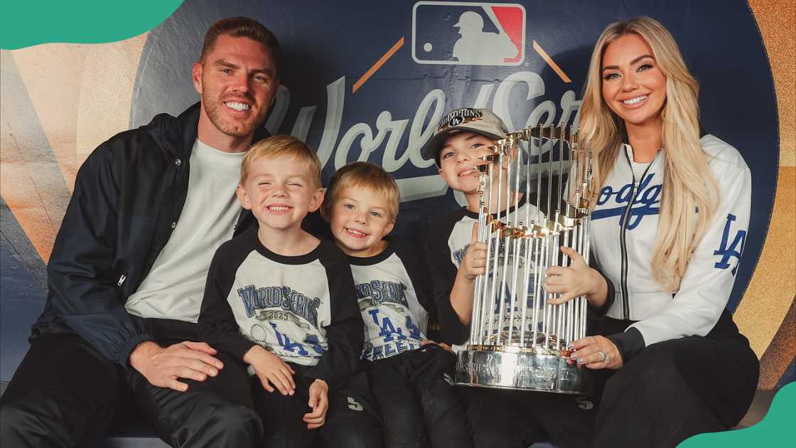 Freddie Freeman with his wife, Chelsea, and their three sons.