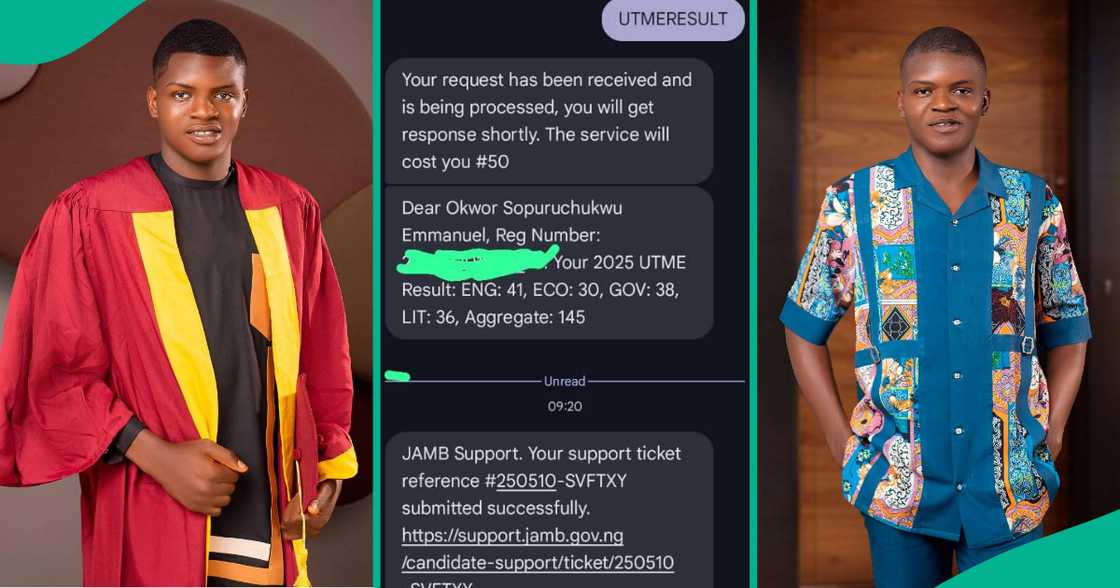 Boy displays his new 2025 UTME result after scoring 145 in first exam Boy displays his new 2025 UTME result after scoring 145 in first exam