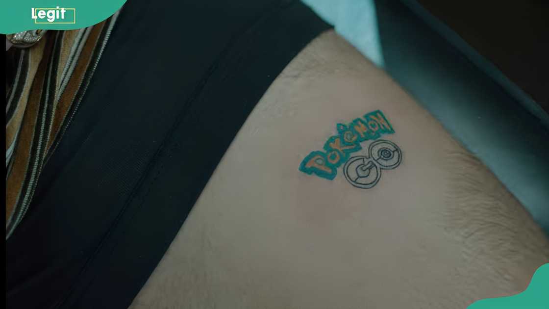 Bad Bunny's Pokemon logo tattoo