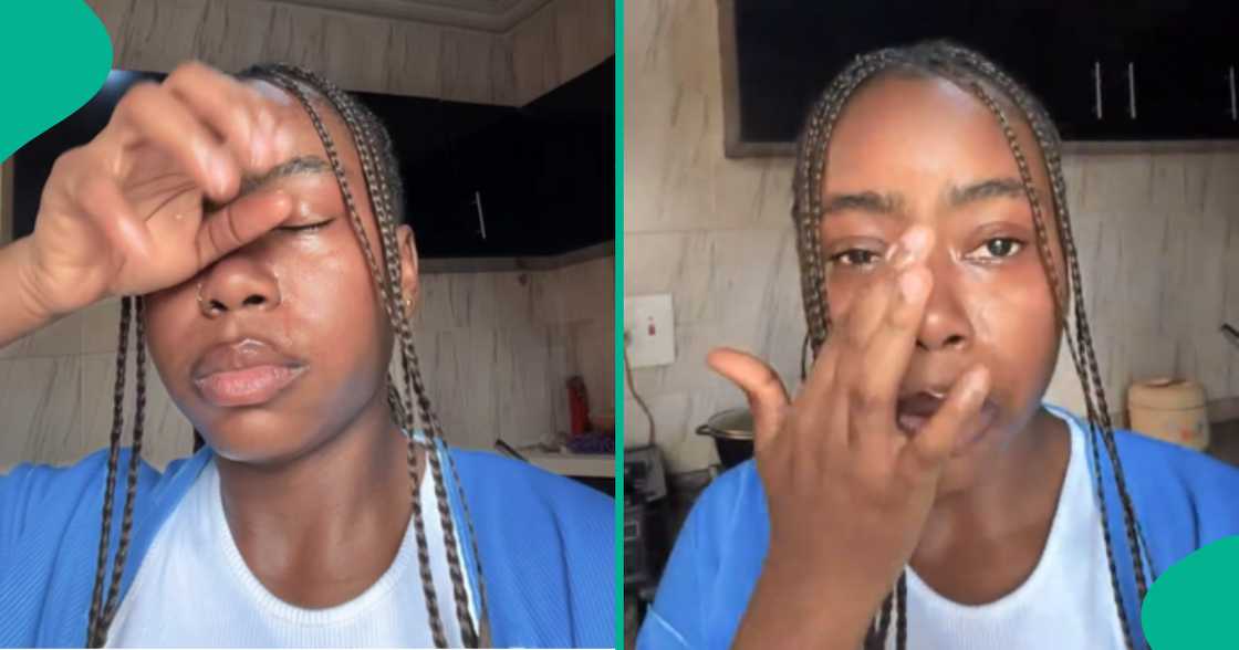 Lady in tears after dad told her not to leave house in clothes she wore, shows it off online Lady in tears after dad told her not to leave house in clothes she wore, shows it off online