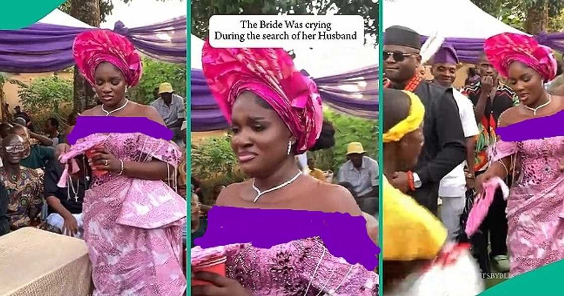 Nigerian bride cries while searching for her man