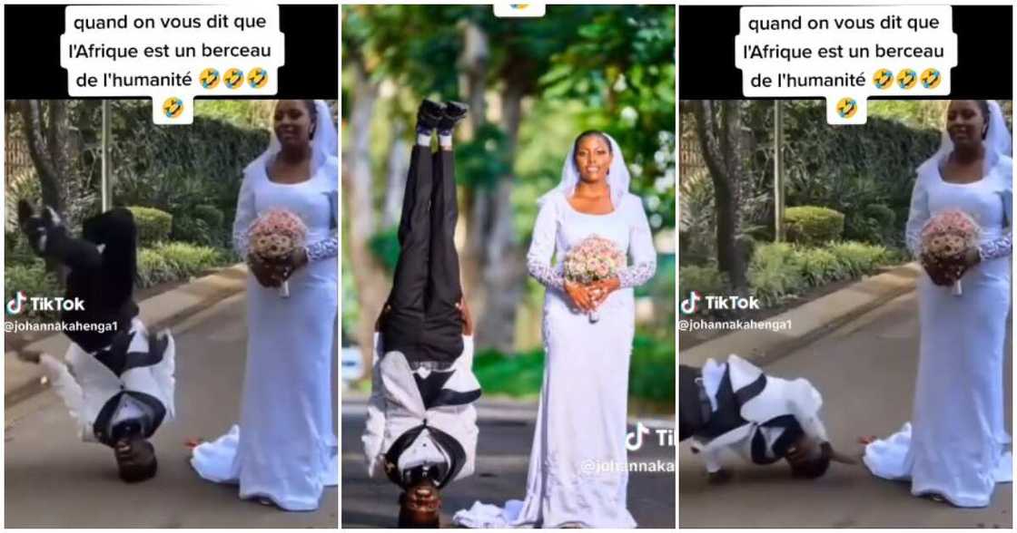 Groom, bride, photoshoot, stand on his head Groom, bride, photoshoot, stand on his head