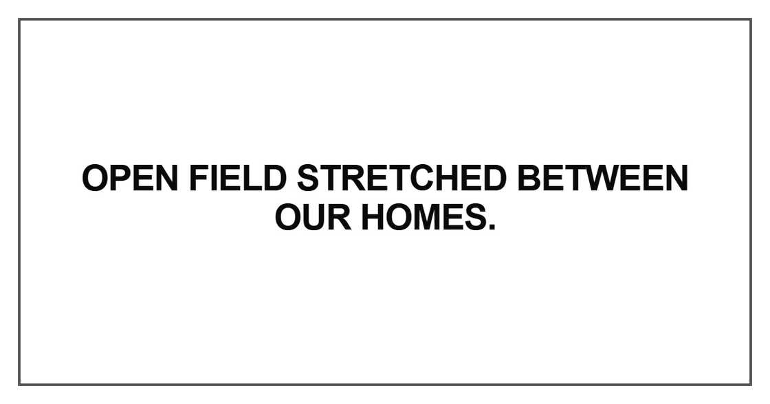 Open field stretched between our homes