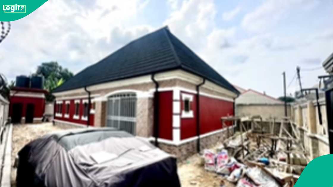 A man shows house he built from scratch. A man shows house he built from scratch.